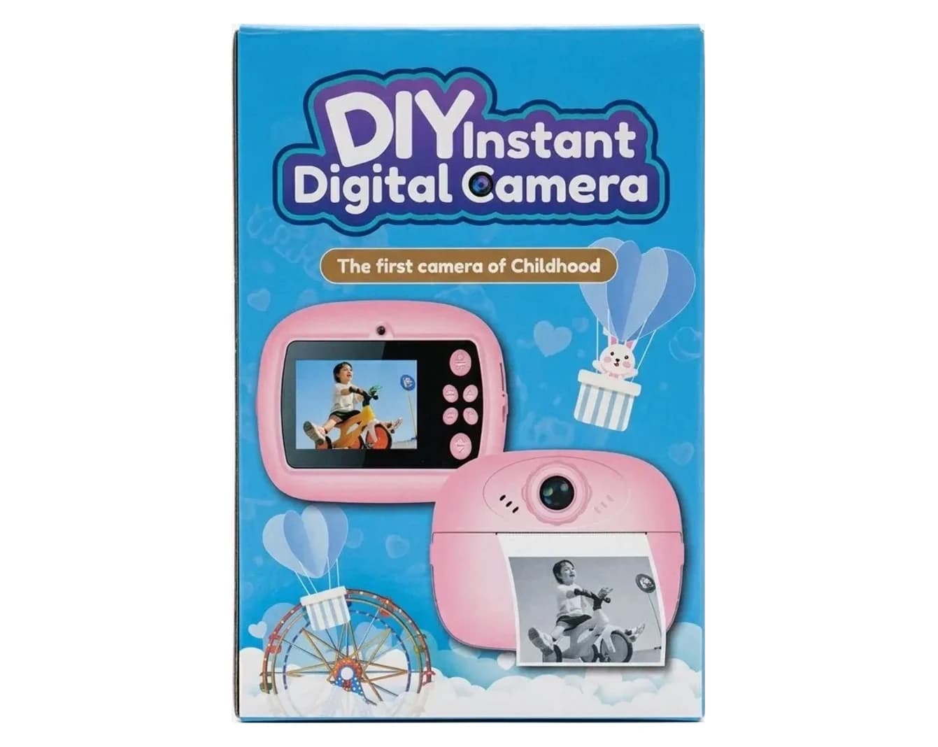 DIY Instant Digital Camera for kids box with pink camera