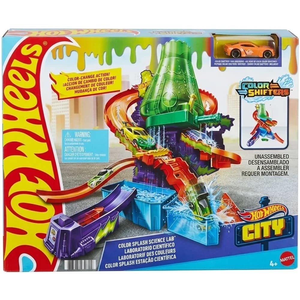 Hot Wheels City Color Splash Science Lab track set in retail box with Color Shifters car