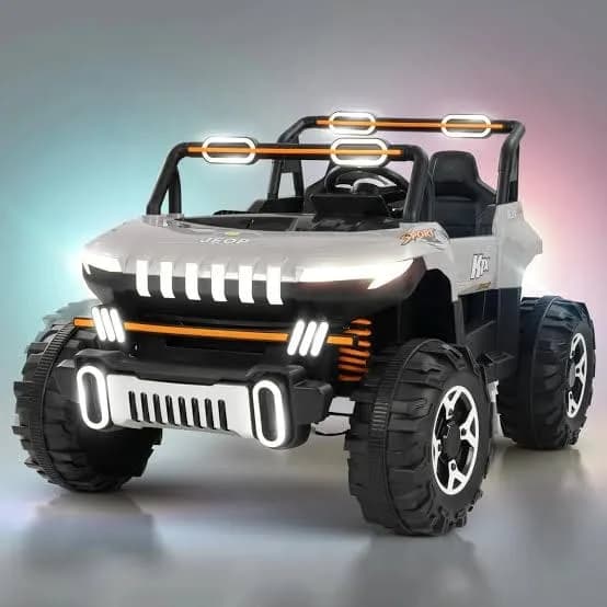 White and black kids off-road sports ride-on car with rugged tyres