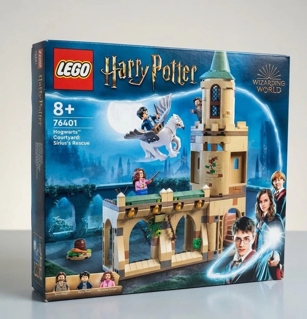 LEGO Harry Potter Hogwarts Courtyard Sirius's Rescue 76401 box, ages 8 plus