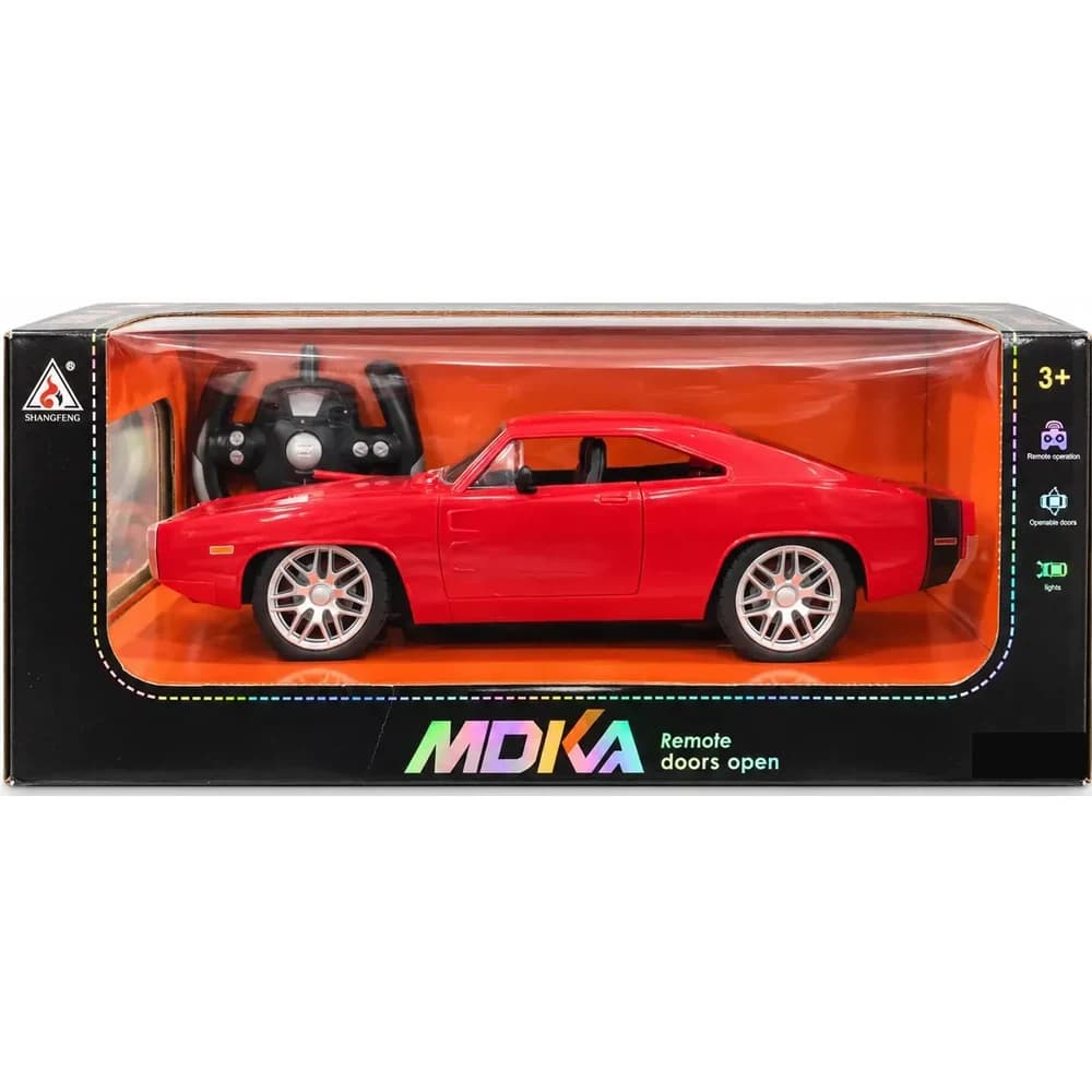 MDKA red remote control muscle car with steering wheel remote in retail box