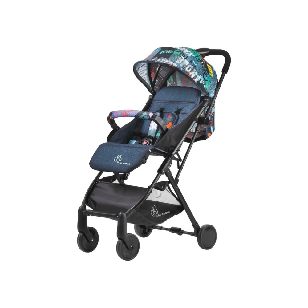 R for Rabbit baby stroller with colourful canopy and storage basket