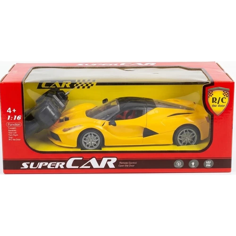 Super Car yellow 1:16 remote control sports car in retail box