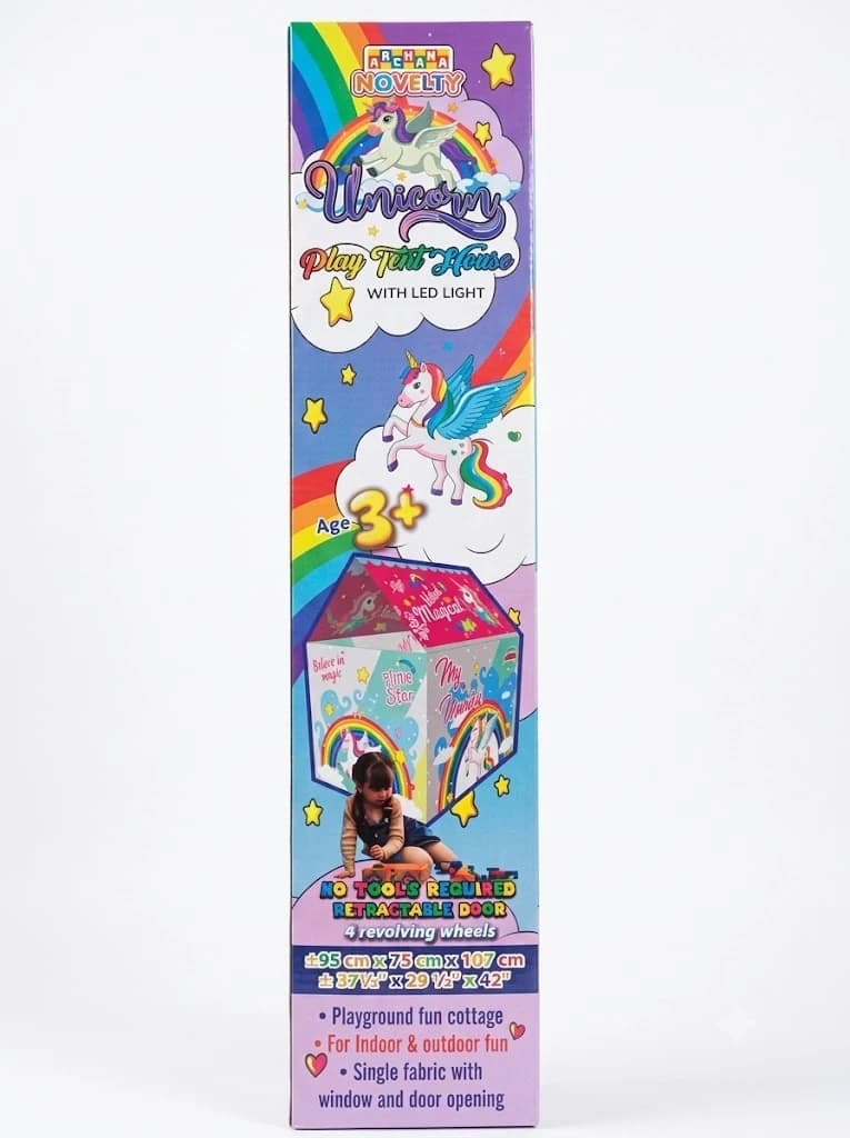 Archana Novelty Unicorn play tent house box with LED light