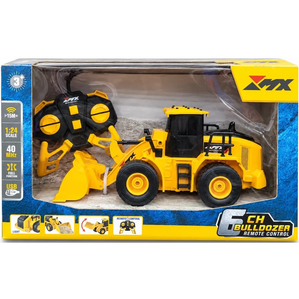 XMX 6CH remote control bulldozer wheel loader in retail box with controller